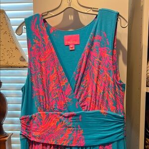 Lilly Pulitzer Teal and Pink Maxi Dress